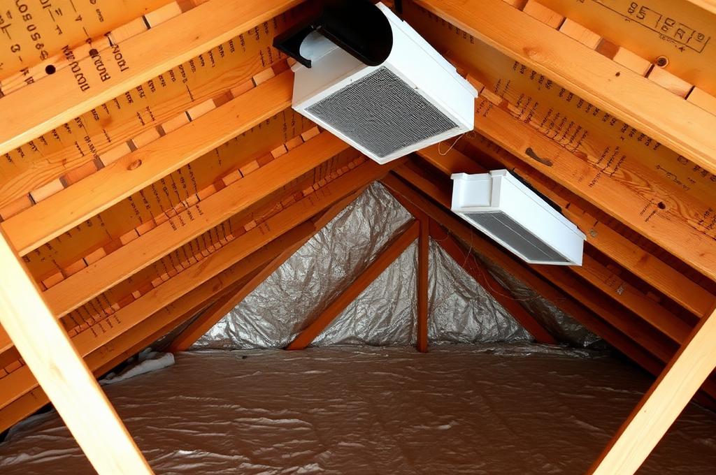 Attic showing proper ventilation and insulation in a North Texas home